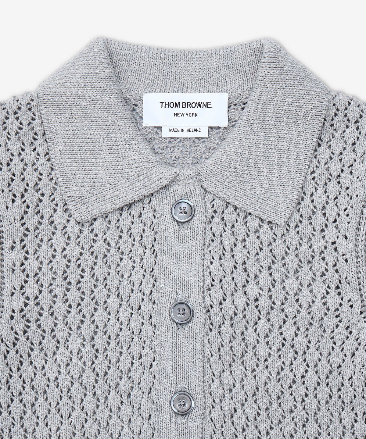 톰 브라운(THOM BROWNE) 헥터 포인텔레 숏 슬리브 가디건 - 라이트 그레이 / FKC694AY3062065