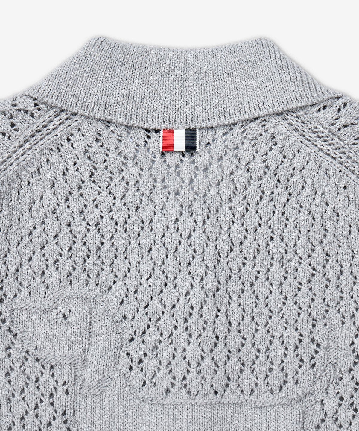 톰 브라운(THOM BROWNE) 헥터 포인텔레 숏 슬리브 가디건 - 라이트 그레이 / FKC694AY3062065