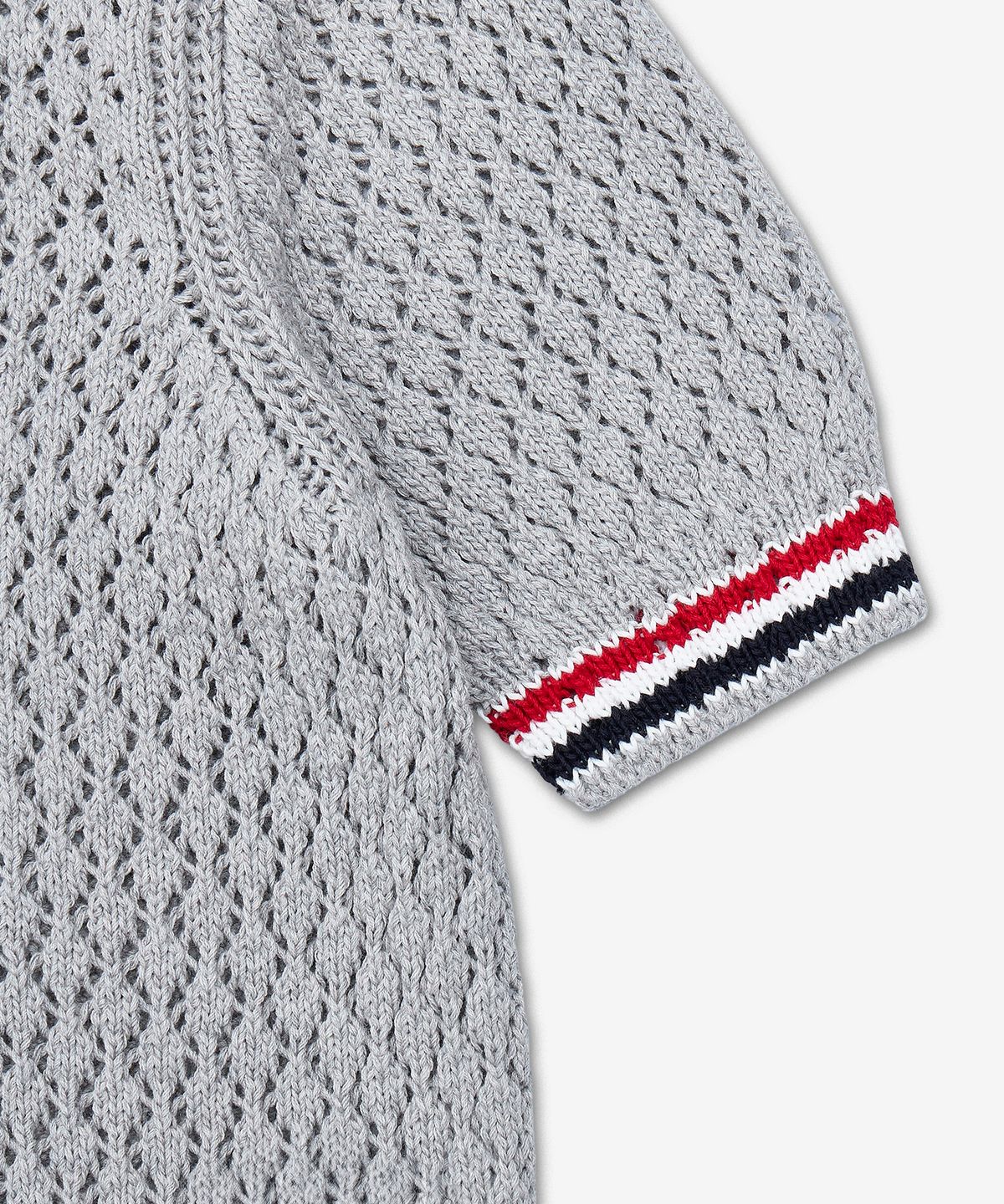 톰 브라운(THOM BROWNE) 헥터 포인텔레 숏 슬리브 가디건 - 라이트 그레이 / FKC694AY3062065
