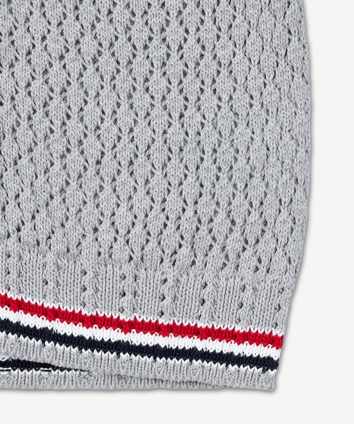 톰 브라운(THOM BROWNE) 헥터 포인텔레 숏 슬리브 가디건 - 라이트 그레이 / FKC694AY3062065
