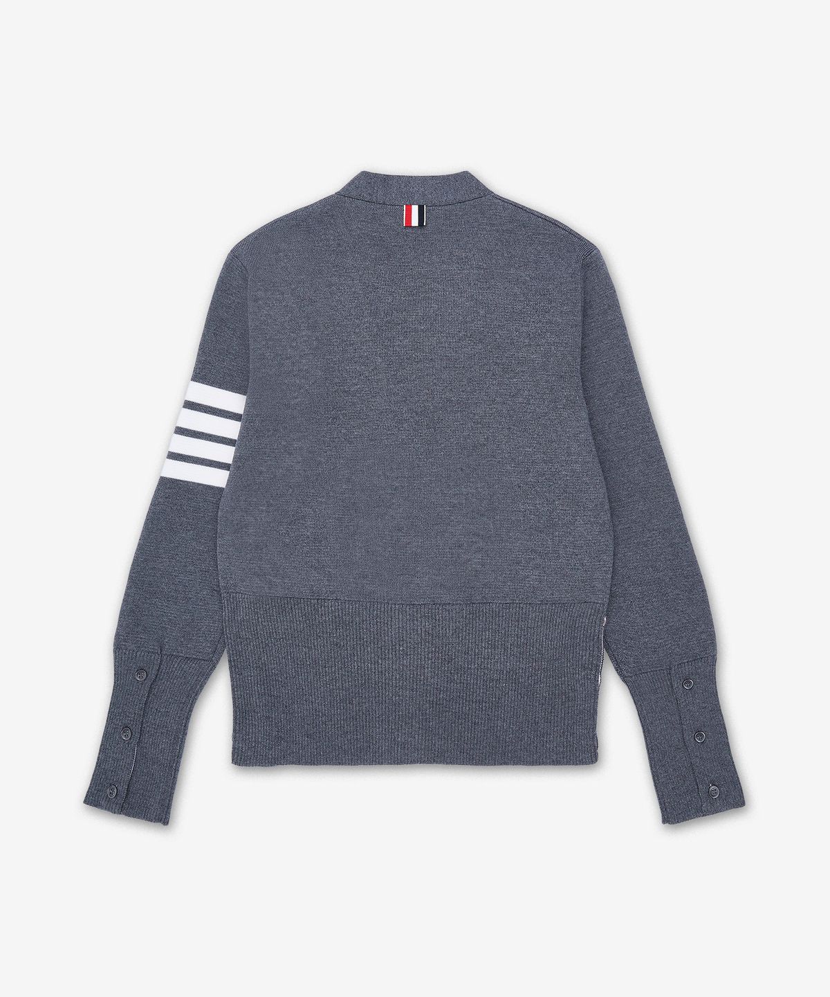 톰 브라운(THOM BROWNE) 울 4-바 브이넥 가디건 - 미드 그레이 / FKC207A00014035