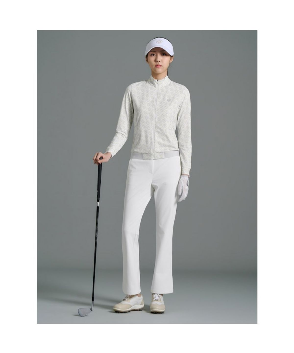 빈폴골프(BEANPOLE GOLF) [B_under] 여성 패턴 풀집업 긴소매 티셔츠  라이트 그레이