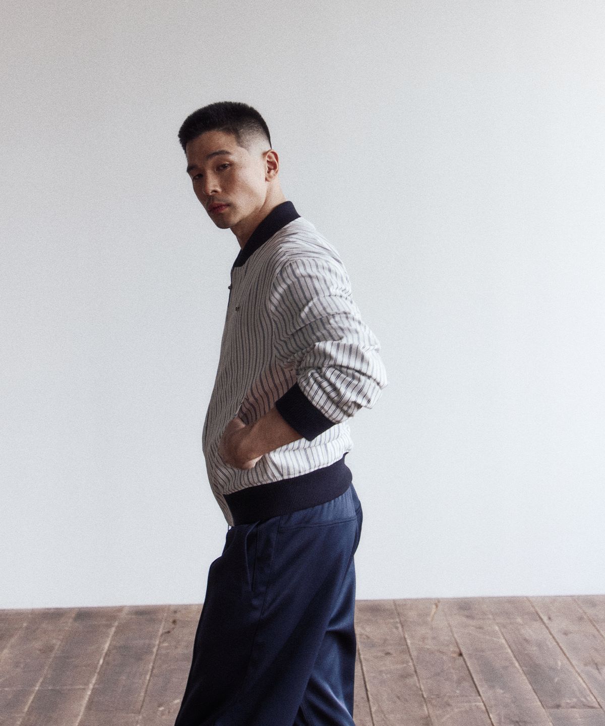 51퍼센트(51PERCENT) Stripe blouson - white