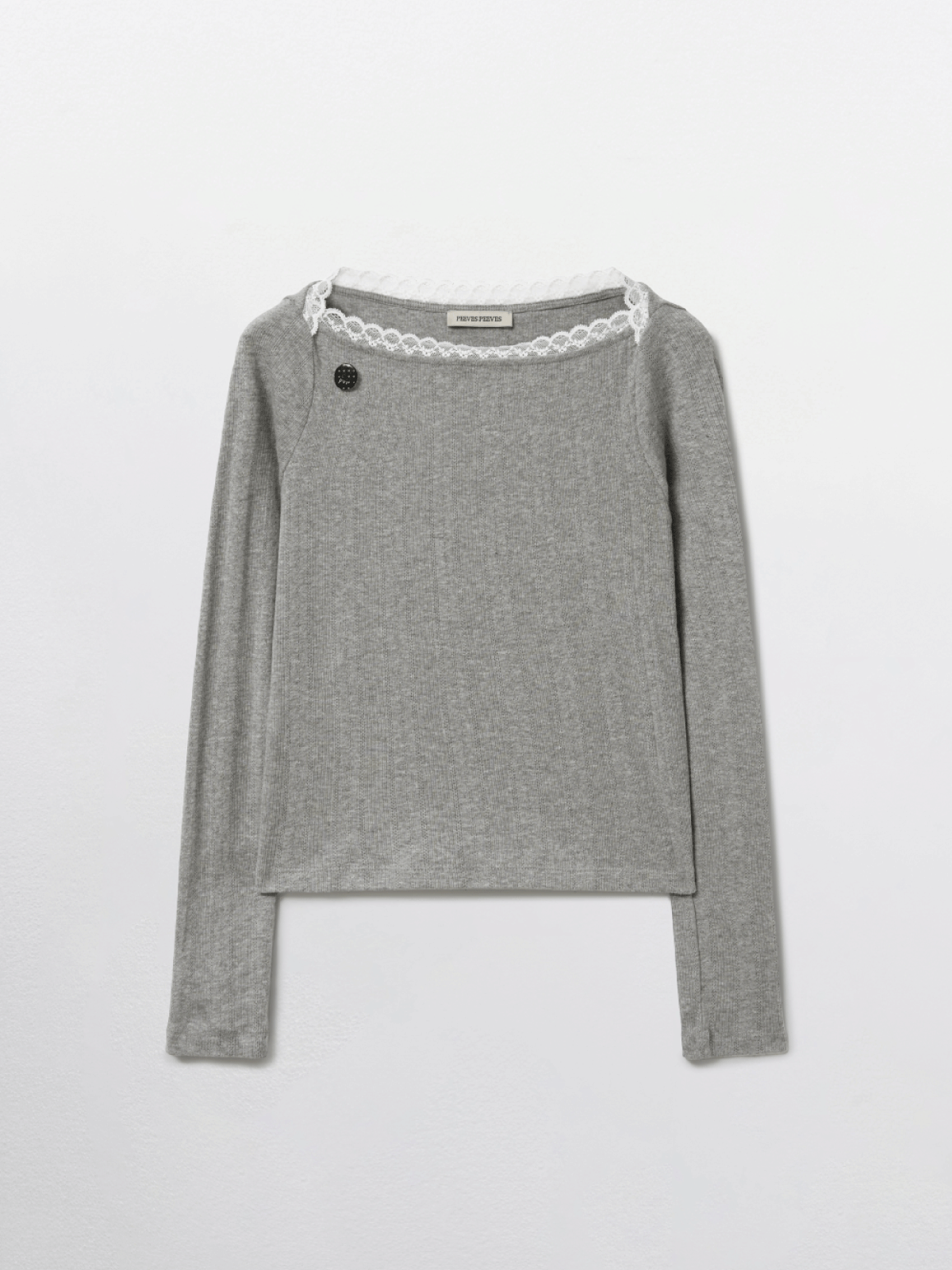 피브스피브스(PEEVES PEEVES) Lace Boat Neck Top / M.grey