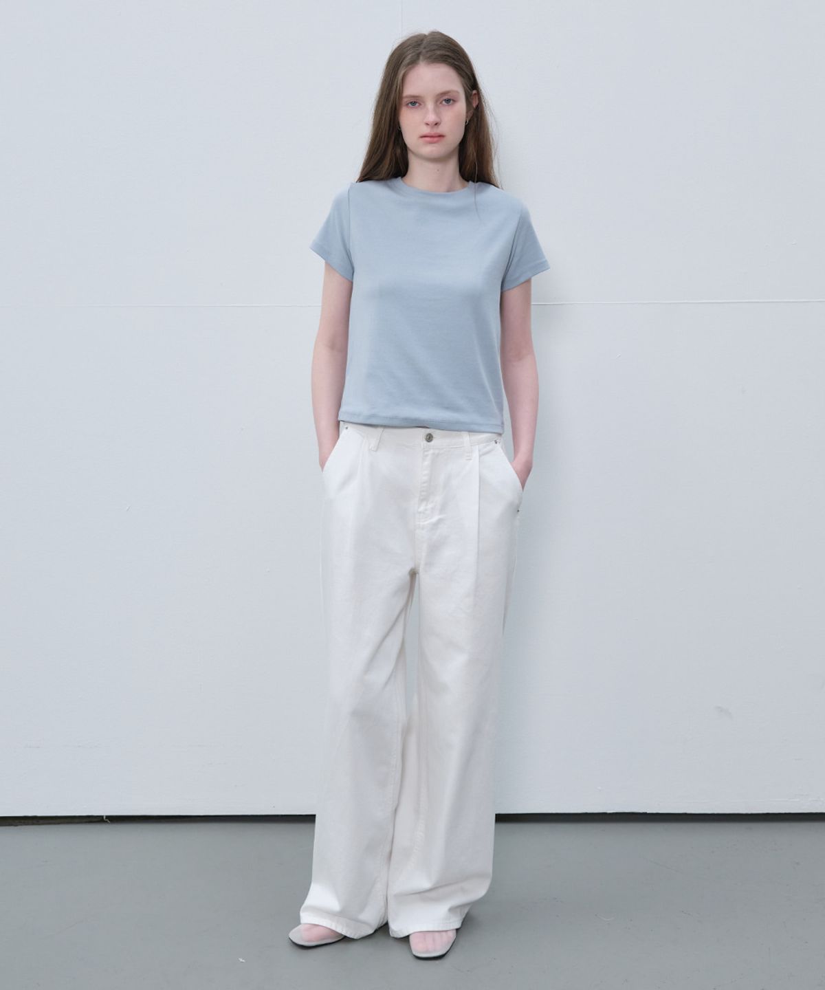 프리버07(FRIVER07) One tuck wide tencel denim pants [FRSP06DP04]_White