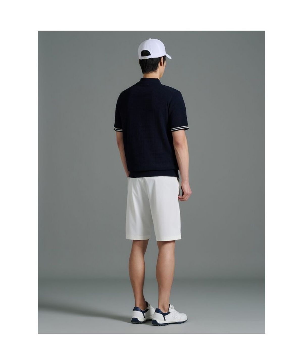 빈폴골프(BEANPOLE GOLF) [HERITAGE] 남성 니트 스카시 텍스처 반소매 칼라티  네이비