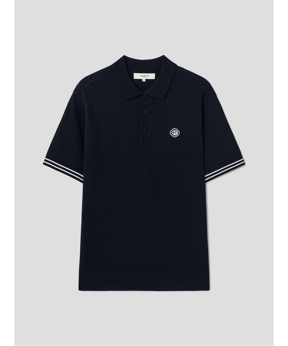 빈폴골프(BEANPOLE GOLF) [HERITAGE] 남성 니트 스카시 텍스처 반소매 칼라티  네이비