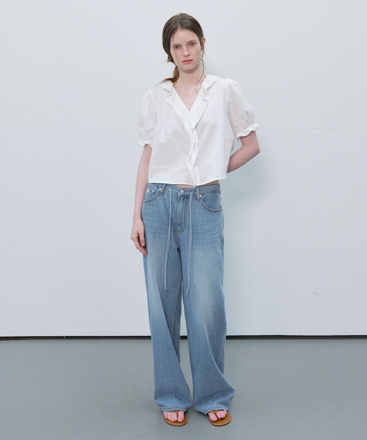 프리버07(FRIVER07) Summer string wide denim pants [FRSP06DP02]_Light blue