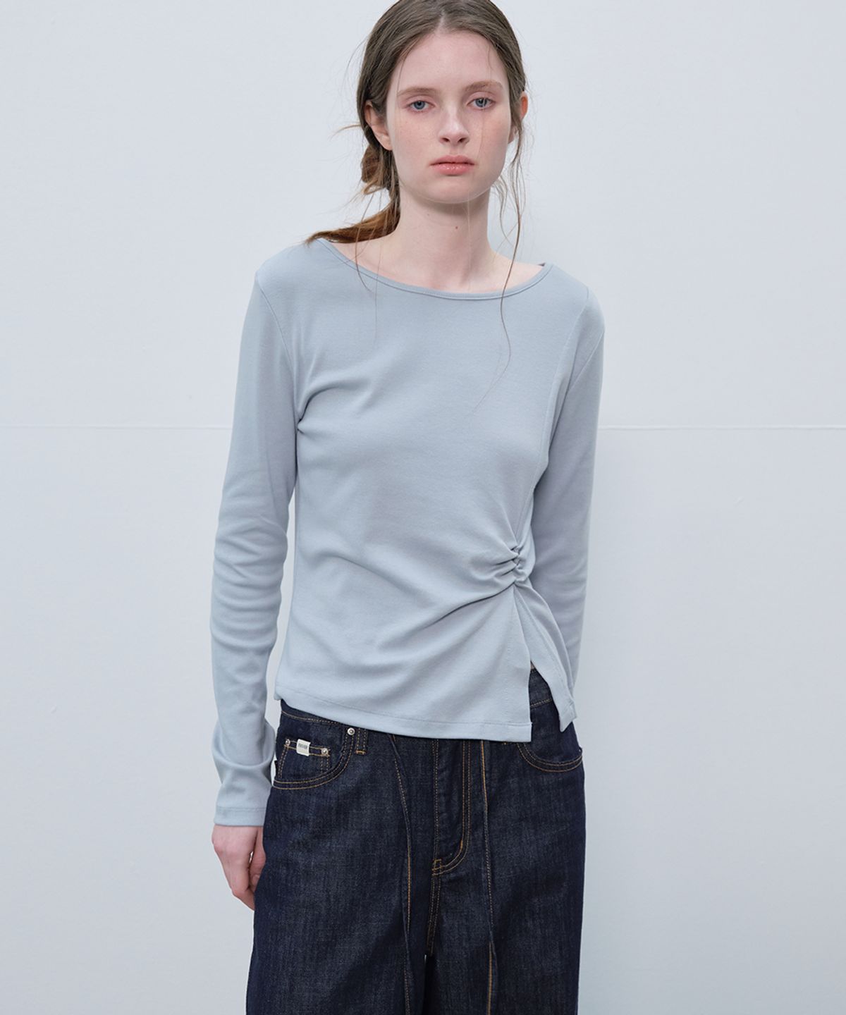 프리버07(FRIVER07) Twisted unbalanced t-shirt [FRSP06LT11]_Sky blue