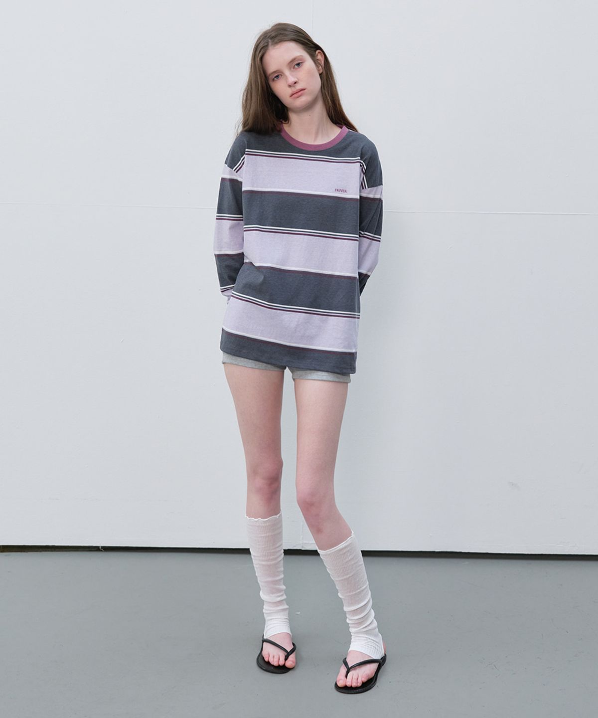 프리버07(FRIVER07) Vintage color block stripe t-shirt [FRSP06LT01]_Light purple