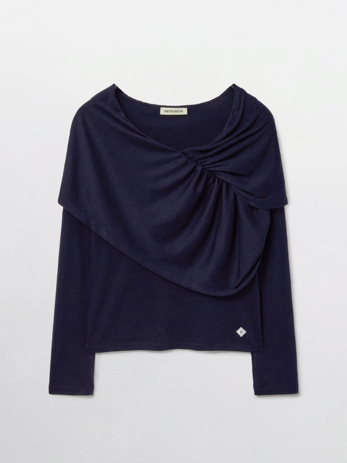 피브스피브스(PEEVES PEEVES) Drape Long Sleeve Top / Navy