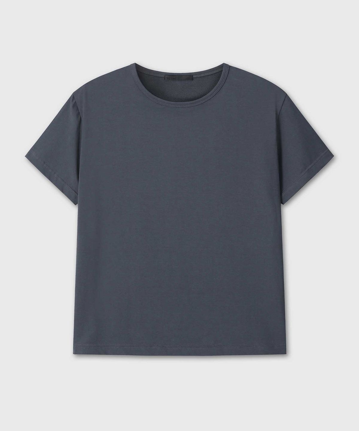 베른(VERN) REGULAR FIT CROPPED COTTON SHORT SLEEVE (NAVY)