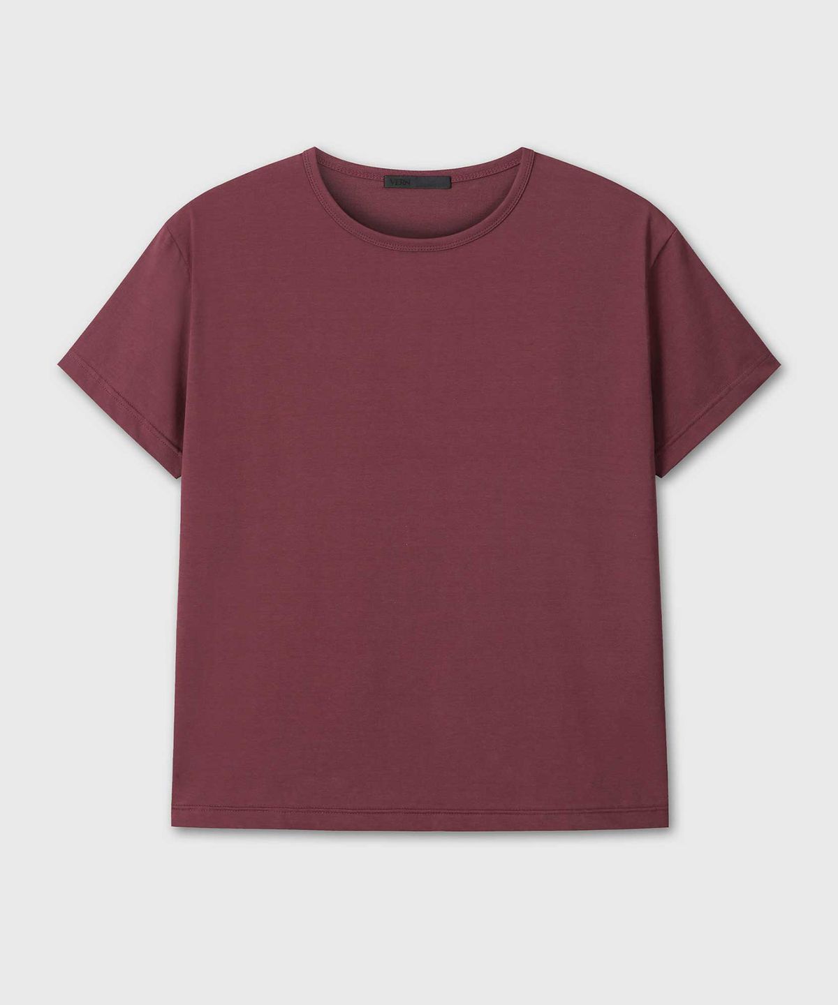 베른(VERN) REGULAR FIT CROPPED COTTON SHORT SLEEVE (BURGUNDY)