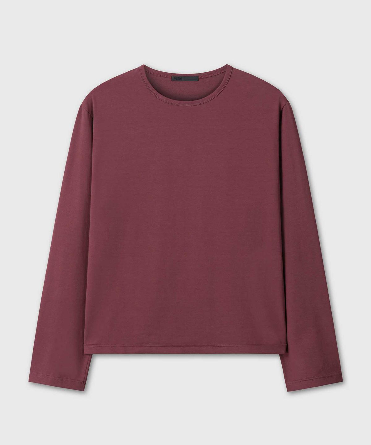 베른(VERN) REGULAR FIT CROPPED COTTON LONG SLEEVE (BURGUNDY)