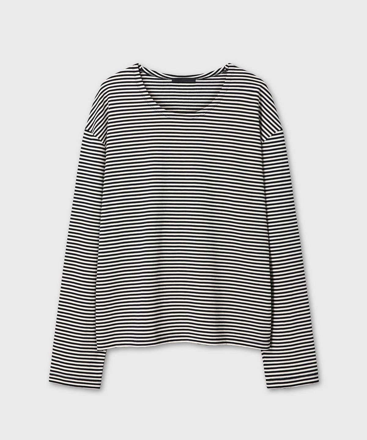 베른(VERN) BOAT NECK STRIPE LONG SLEEVE (IVORY/BLACK)