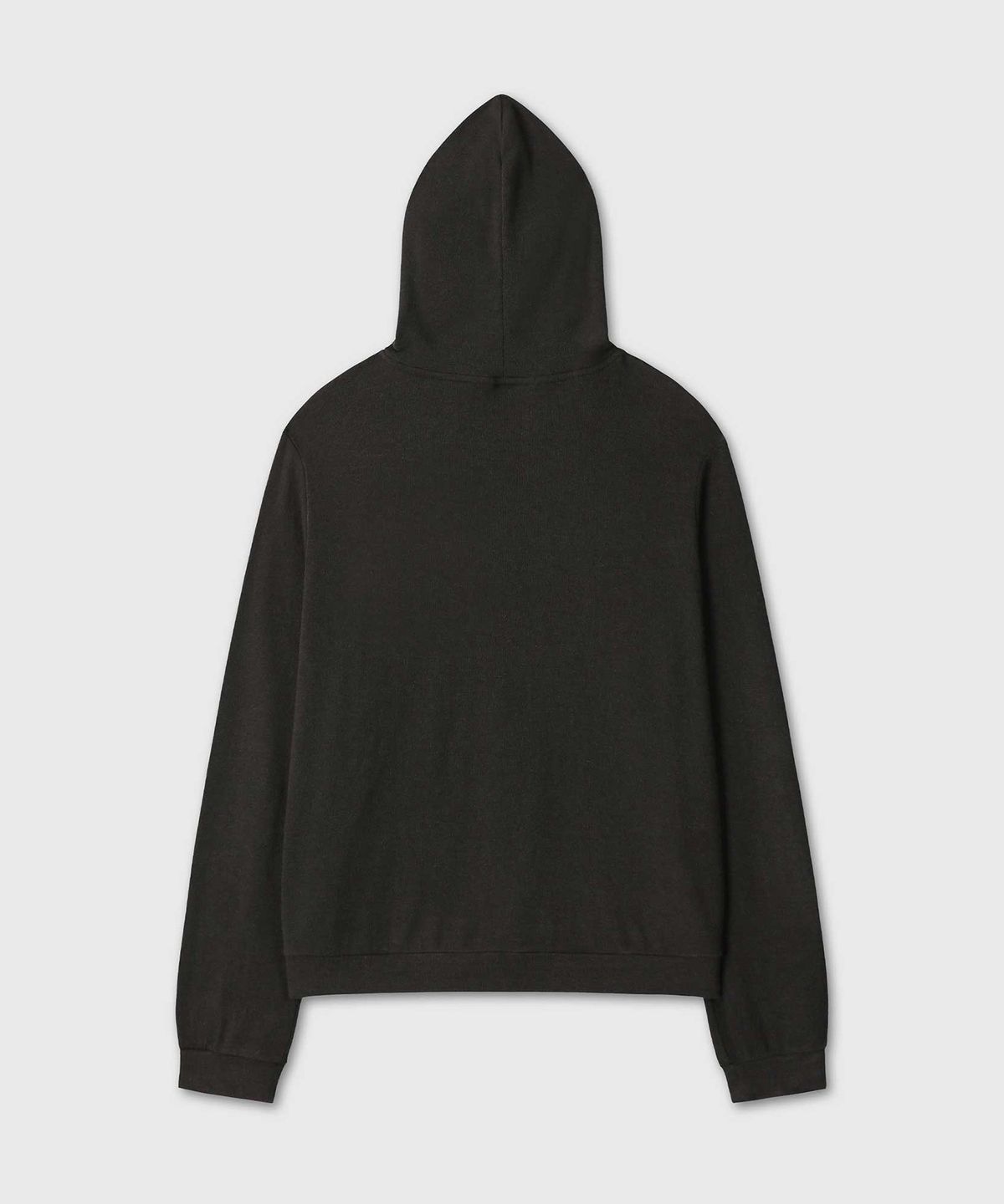 베른(VERN) ANGORA BLEND SLIM CROP HOODED ZIP-UP (BLACK)