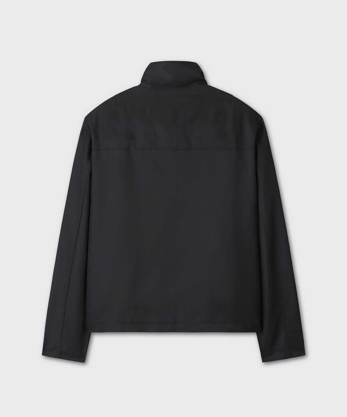 베른(VERN) WOOL SILK SATIN HIGH NECK ZIP-UP JACKET (BLACK)