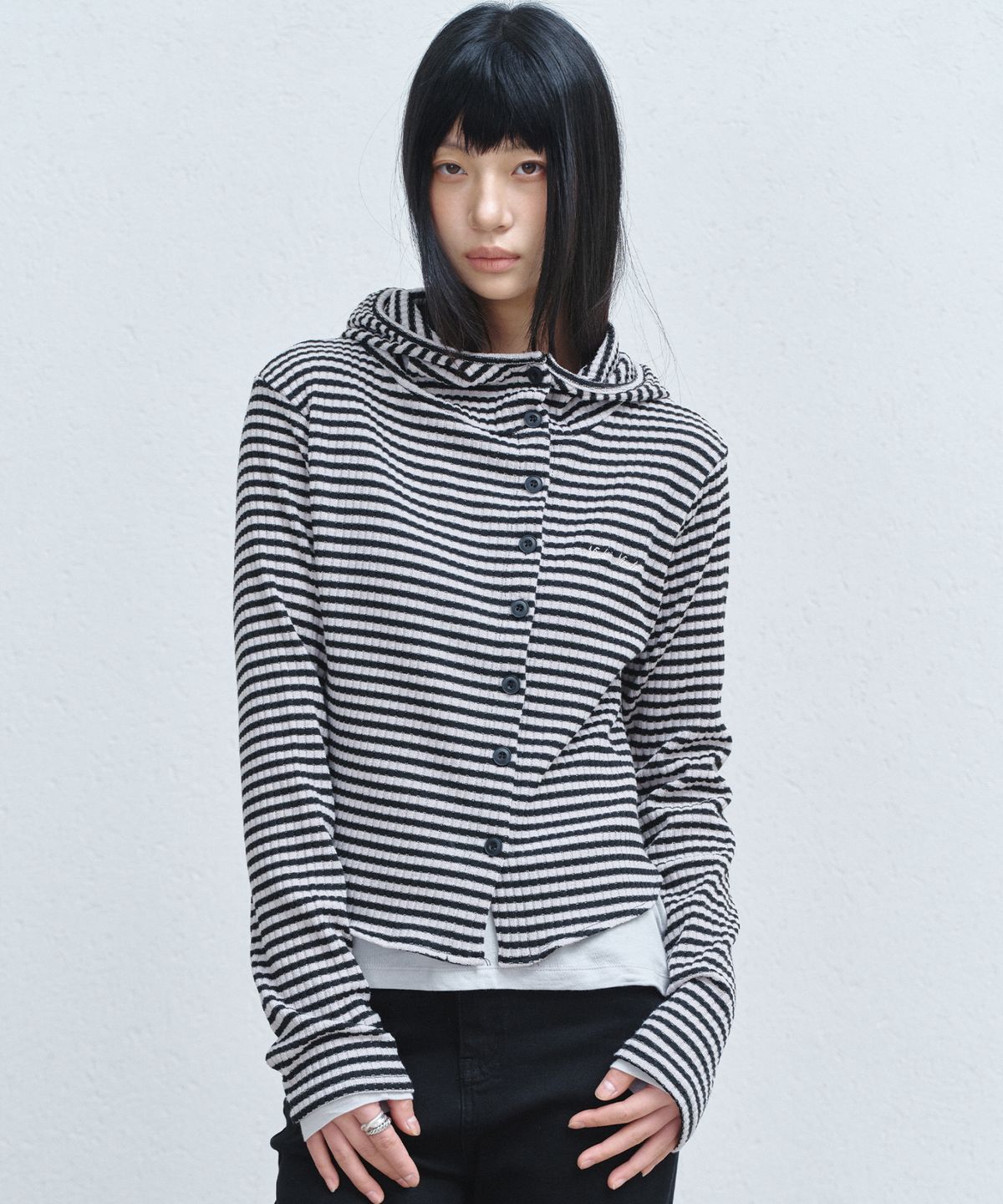 닉앤니콜(NICK&NICOLE) STRIPE HOOD TOP_BEIGE