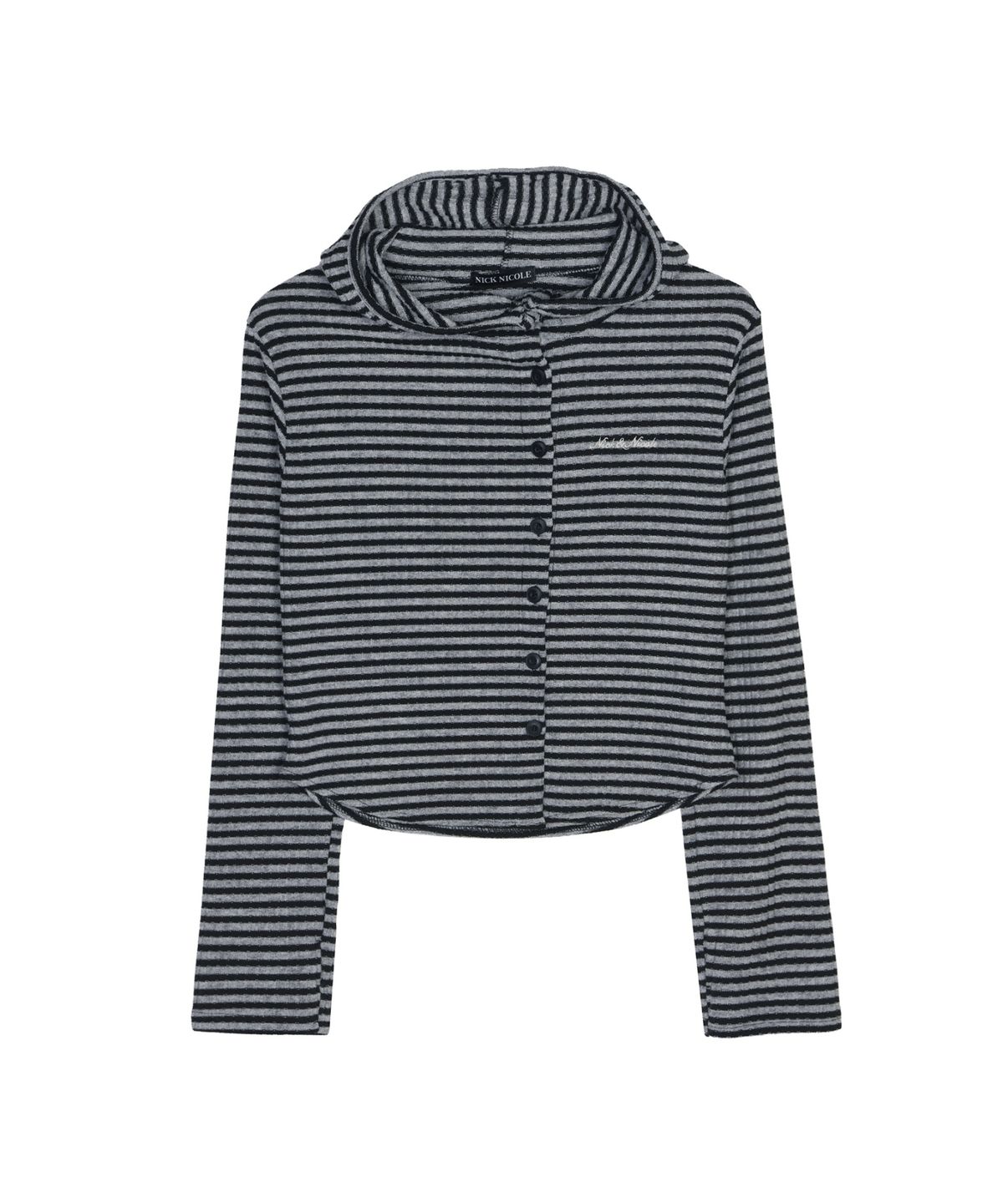 닉앤니콜(NICK&NICOLE) STRIPE HOOD TOP_GRAY