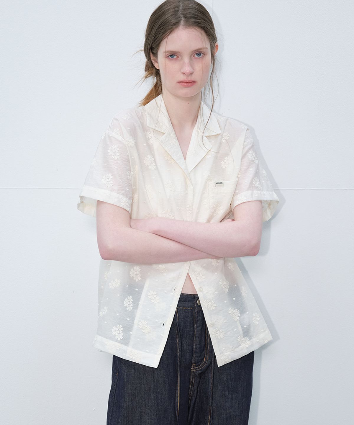 프리버07(FRIVER07) Vintage flower lace half shirt [FRSP06SH01]_Ivory