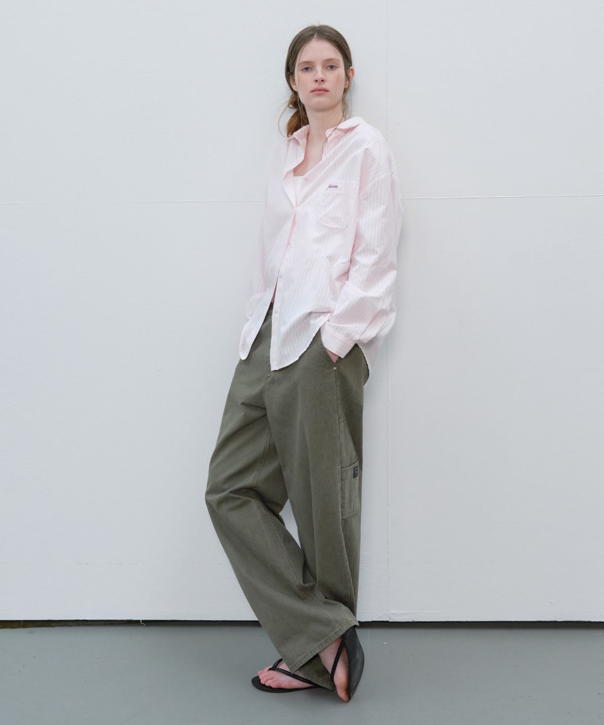 프리버07(FRIVER07) Stitch logo stripe pocket shirt [FRSP06SH02]_Pink