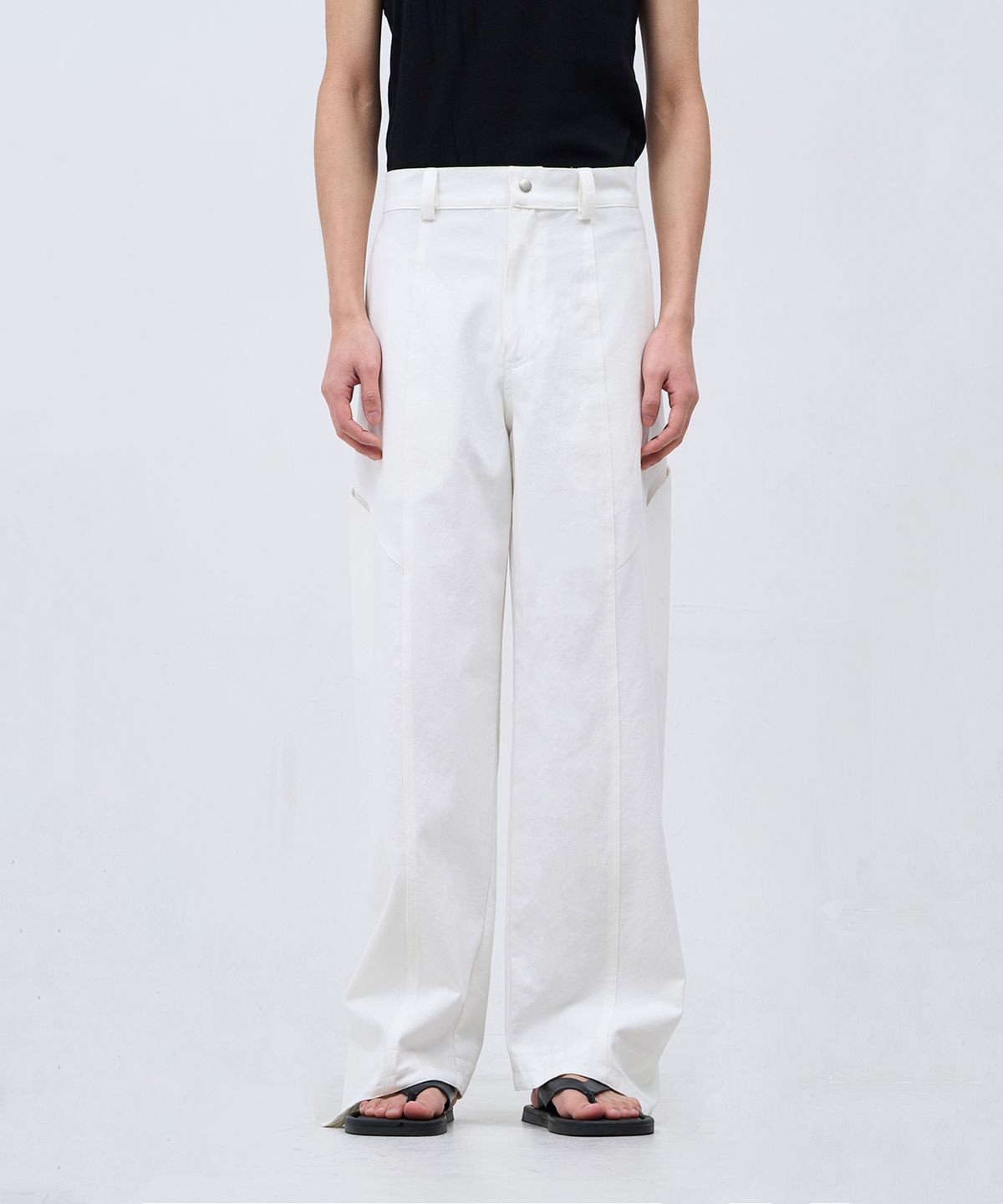 카사카사(KASAKASA) Cuffed Flow Pants White