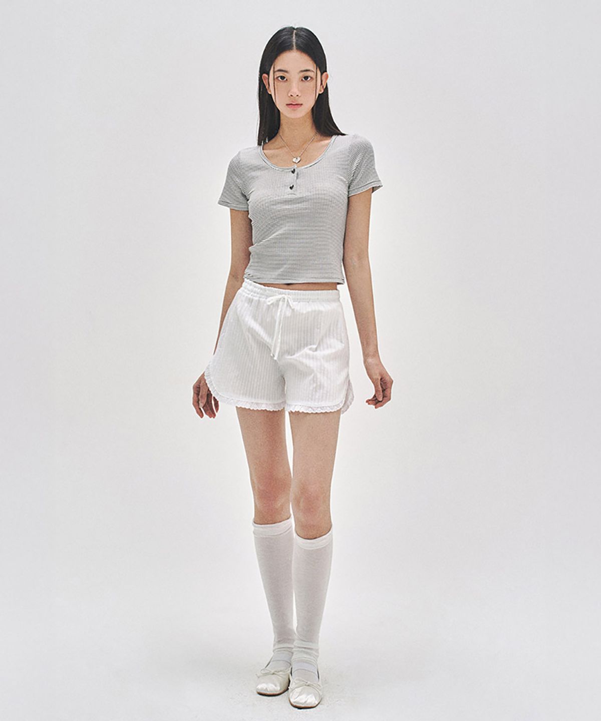 레떼드폴린(LETEDE PAULINE) 033A 앙티브 숏 슬리브 탑_블랙 파자마