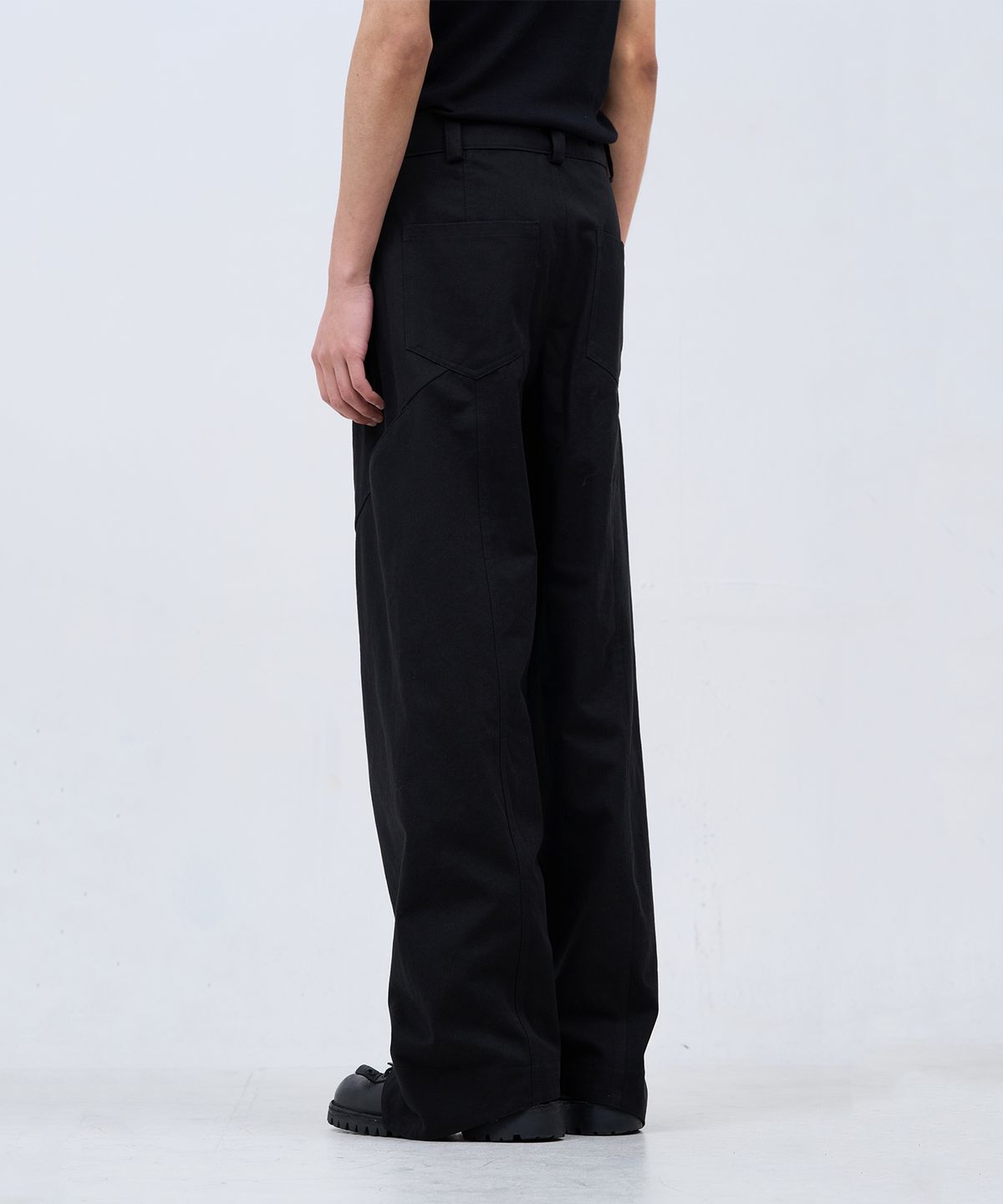 카사카사(KASAKASA) Cuffed Flow Pants Black