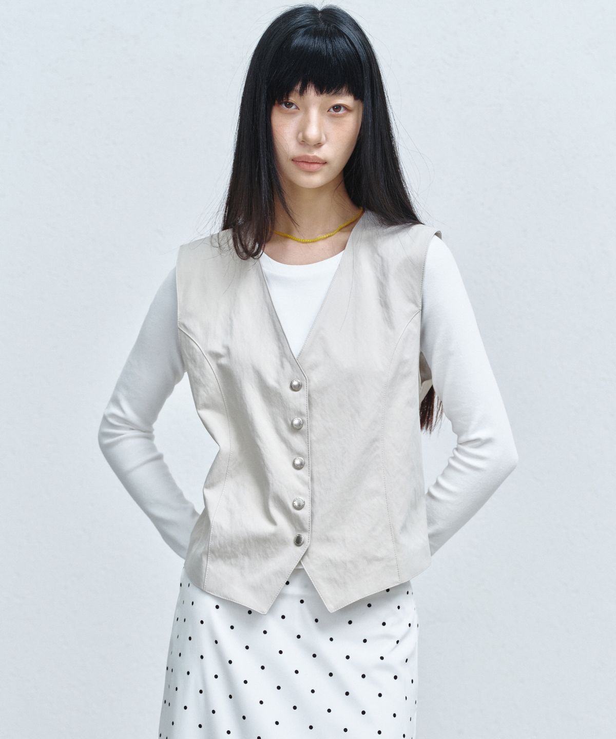 닉앤니콜(NICK&NICOLE) WESTERN BUTTON VEST_BEIGE