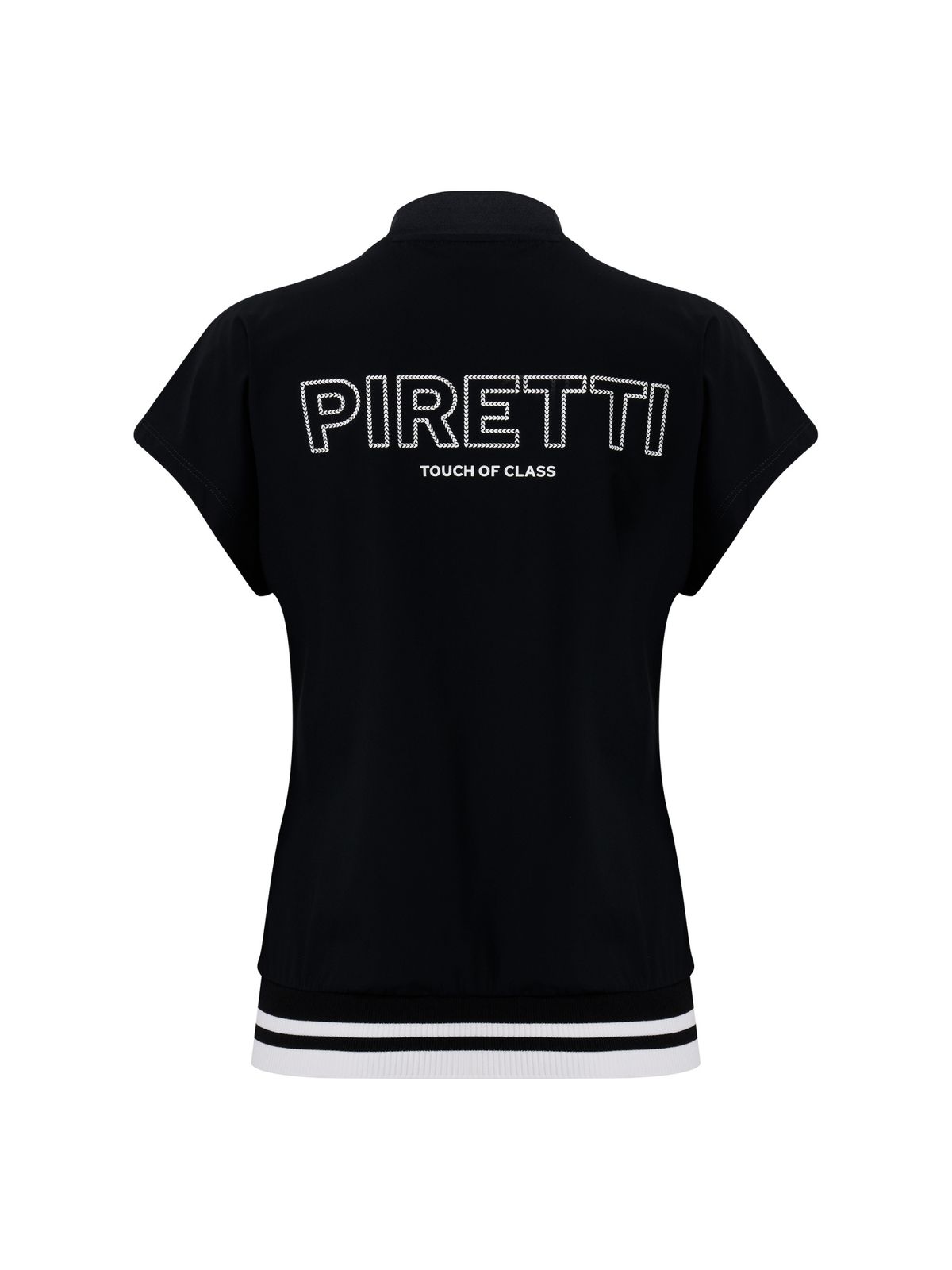 피레티(PIRETTI) 눈꽃 자카드 모크넥 티셔츠 W_Black