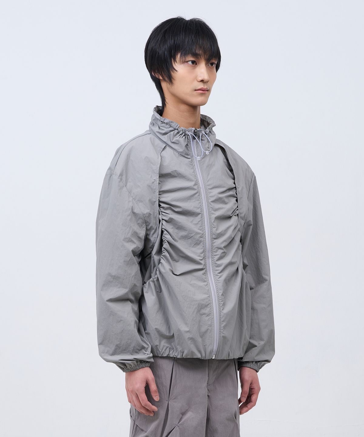 카사카사(KASAKASA) Layered Shirring Jacket Grey