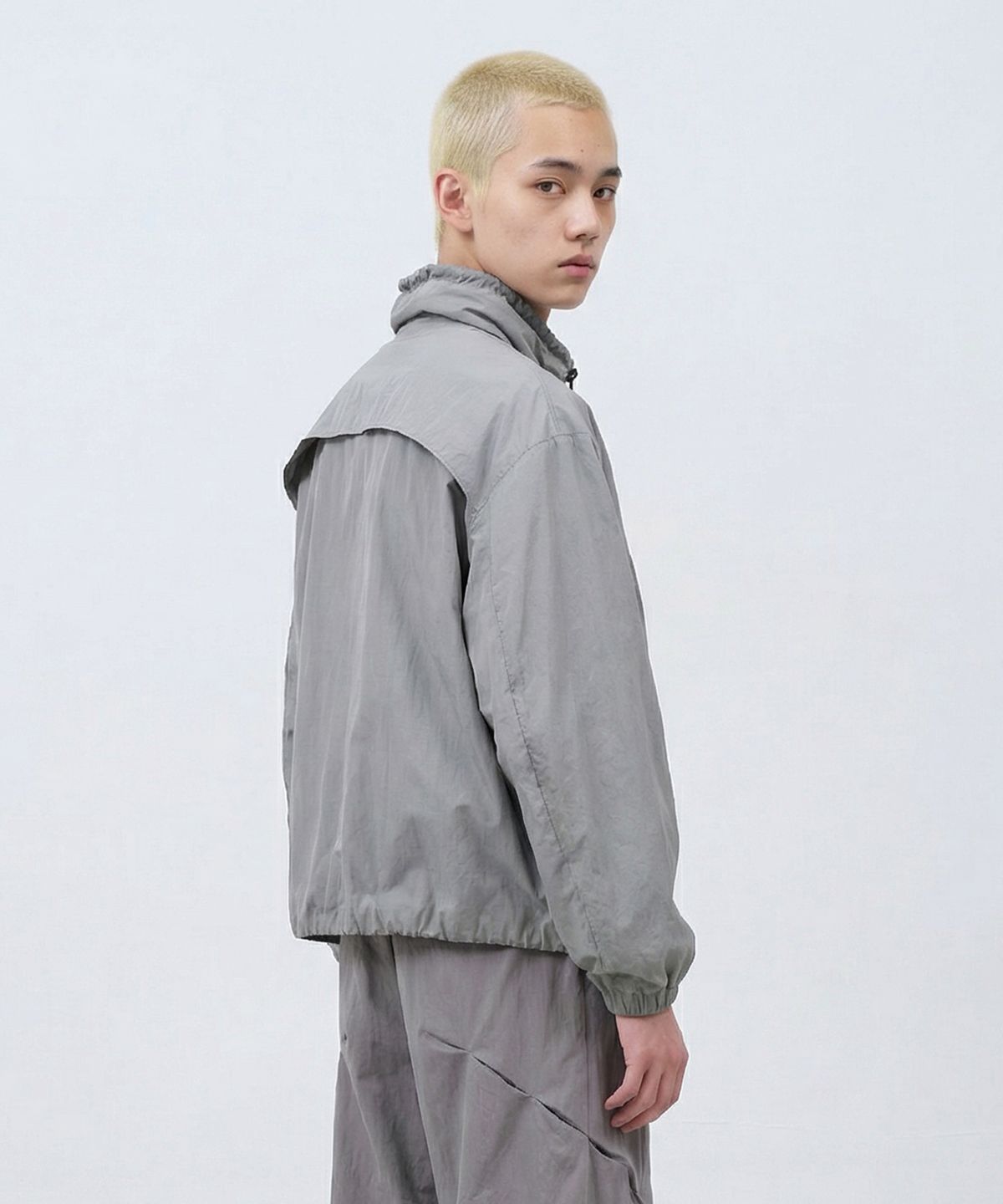 카사카사(KASAKASA) Layered Shirring Jacket Grey