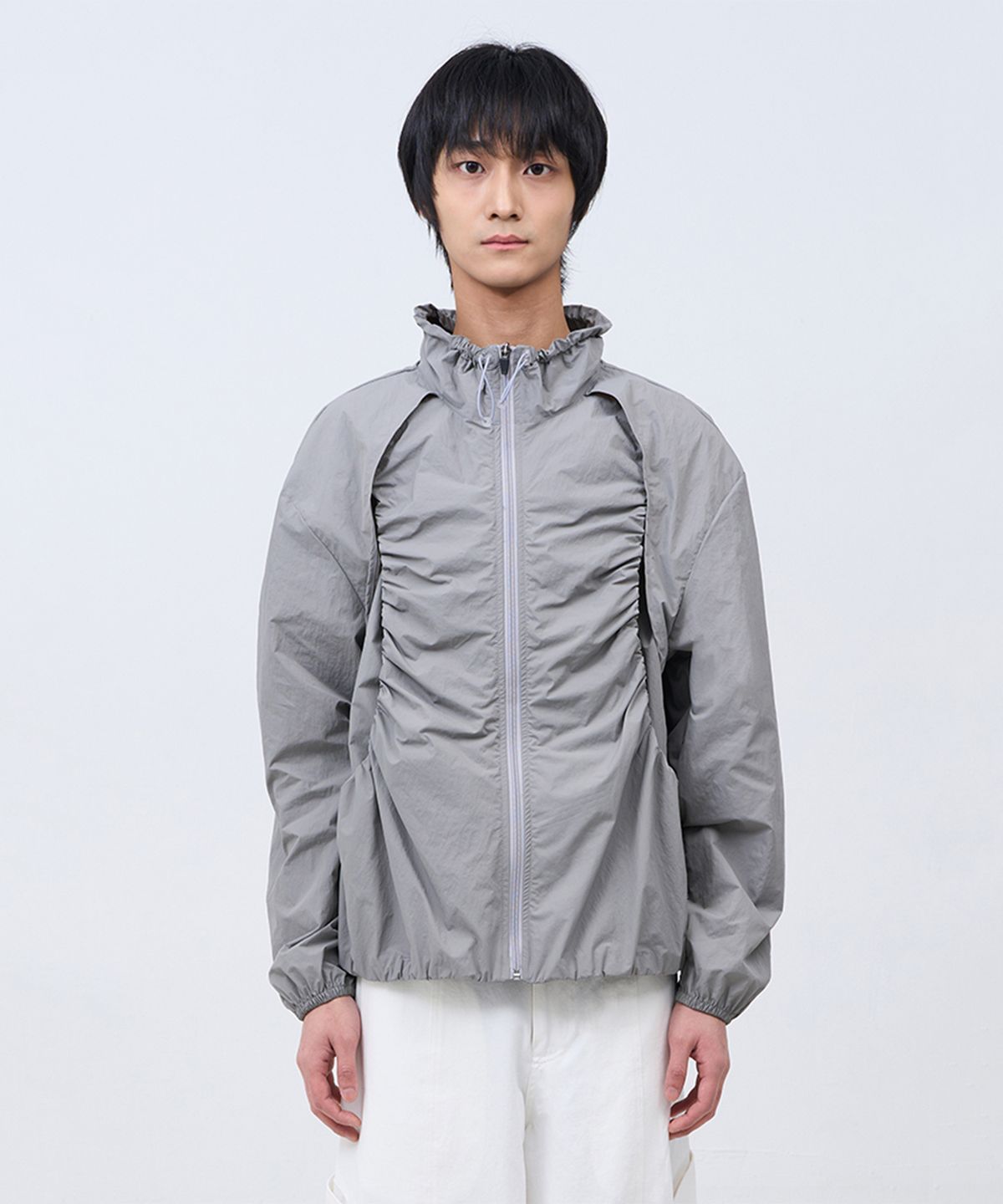 카사카사(KASAKASA) Layered Shirring Jacket Grey