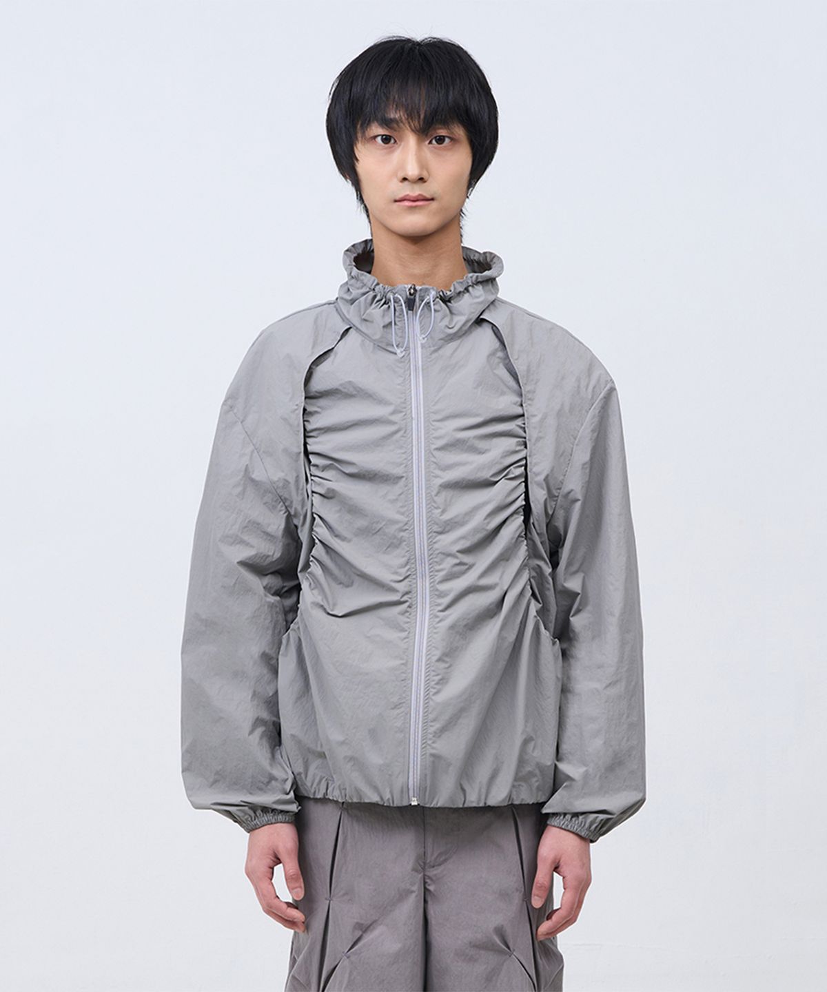 카사카사(KASAKASA) Layered Shirring Jacket Grey
