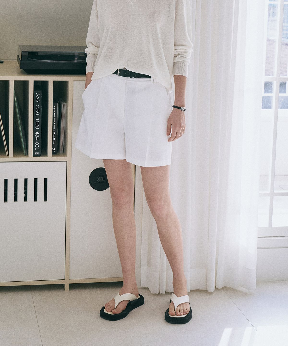 라메레이(LAMEREI) One Tuck Cotton Half Pants[LMBESUPT4504]-2color