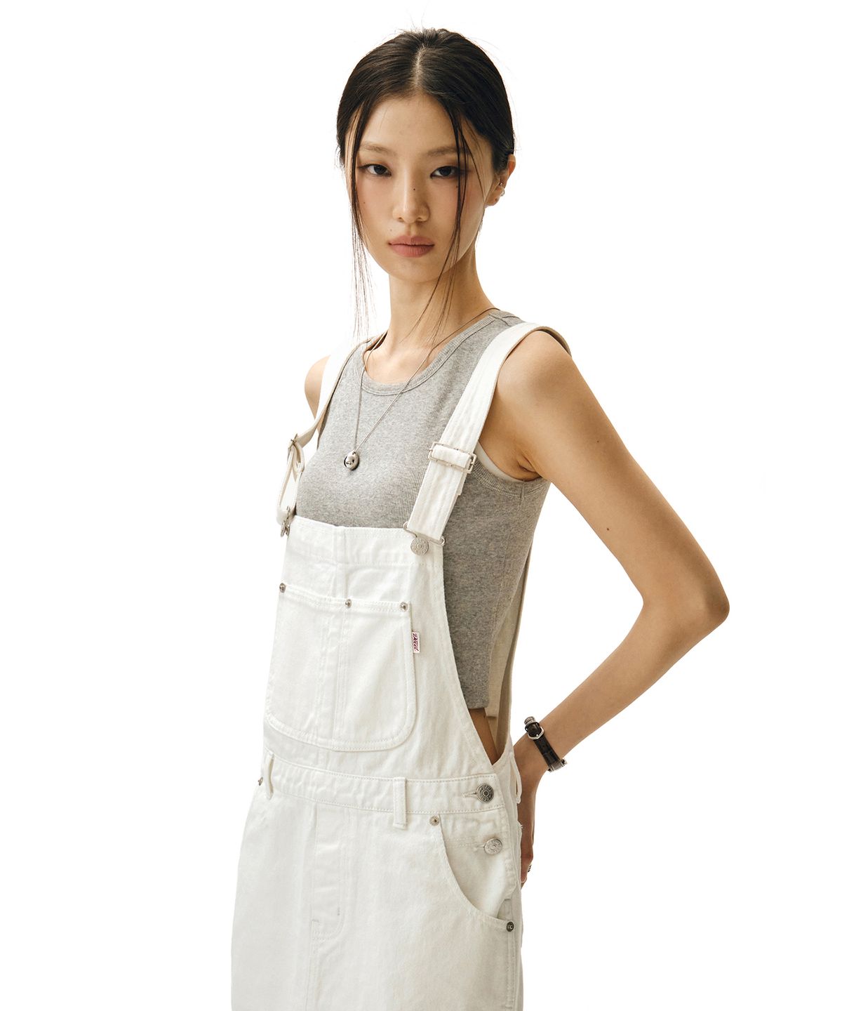 데케트 우먼(DECET WOMEN) Signature Bib Overalls Skirts DCWOP002WHITE