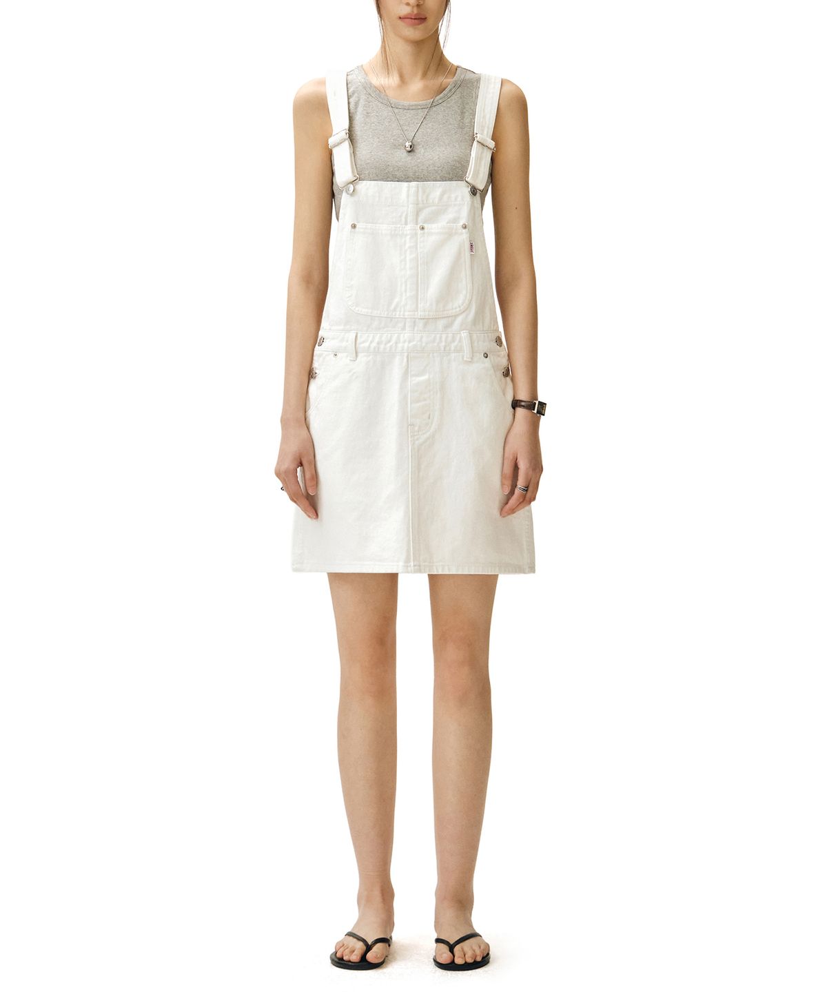 데케트 우먼(DECET WOMEN) Signature Bib Overalls Skirts DCWOP002WHITE