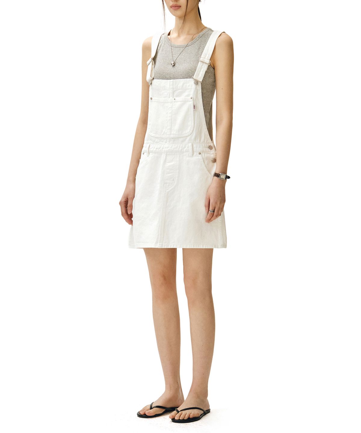 데케트 우먼(DECET WOMEN) Signature Bib Overalls Skirts DCWOP002WHITE