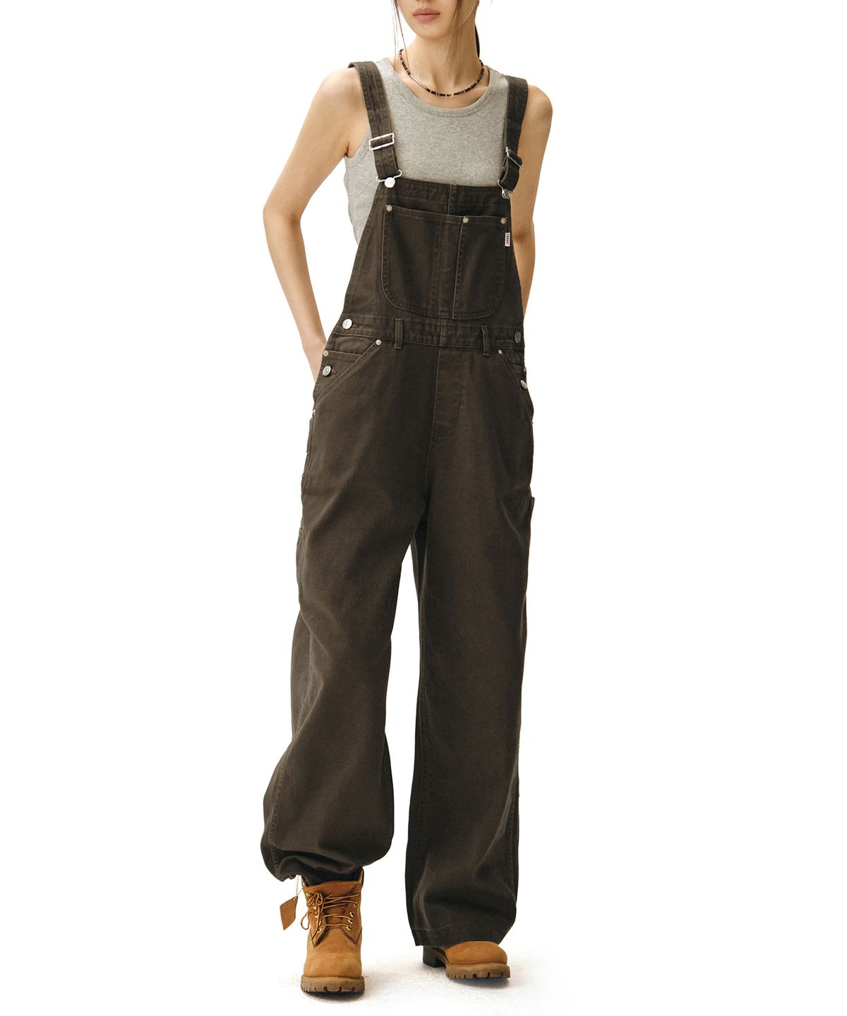 데케트 우먼(DECET WOMEN) Signature Bib Overalls DCWOP001BROWN