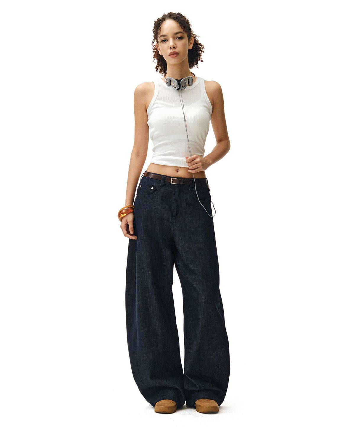데케트 우먼(DECET WOMEN) [린넨라이크]Linen Like Barrel Jeans DCWPT029CPINDIGO