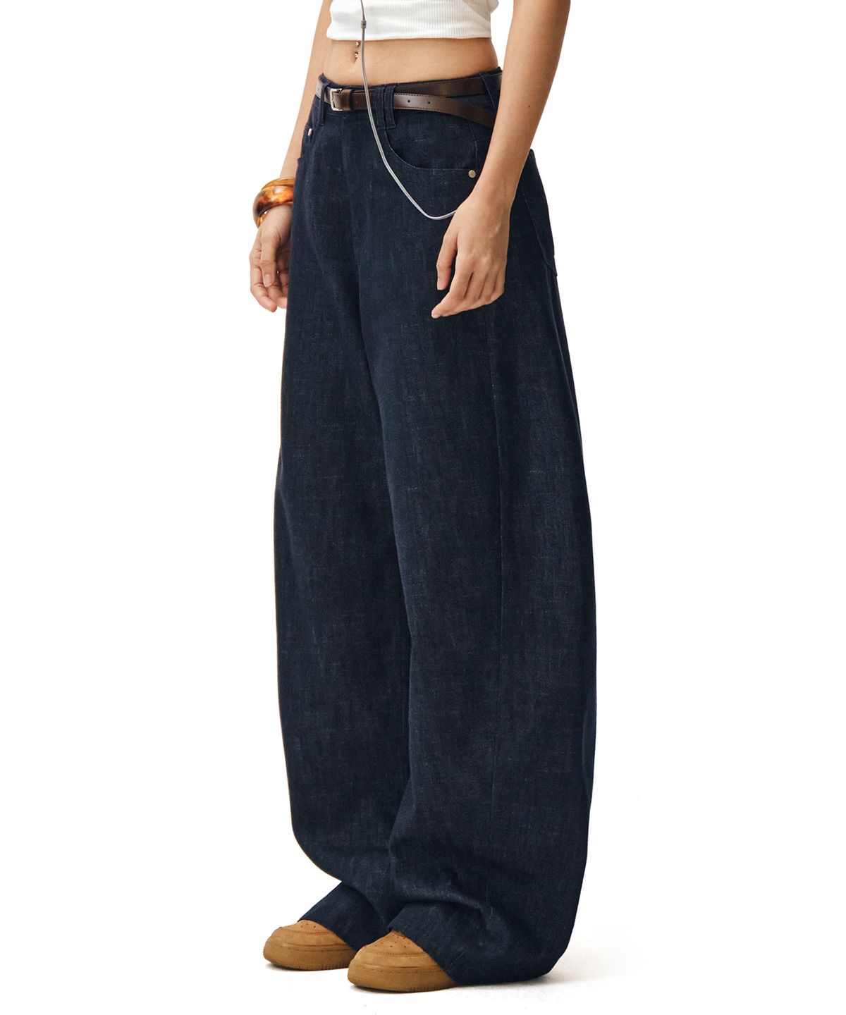 데케트 우먼(DECET WOMEN) [린넨라이크]Linen Like Barrel Jeans DCWPT029CPINDIGO