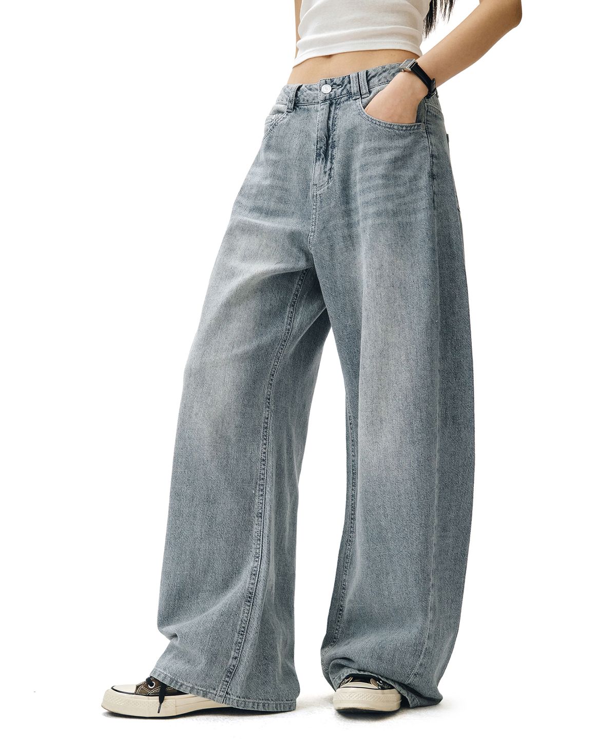 데케트 우먼(DECET WOMEN) [린넨라이크]Linen Like Barrel Jeans DCWPT029LIGHTBLUE