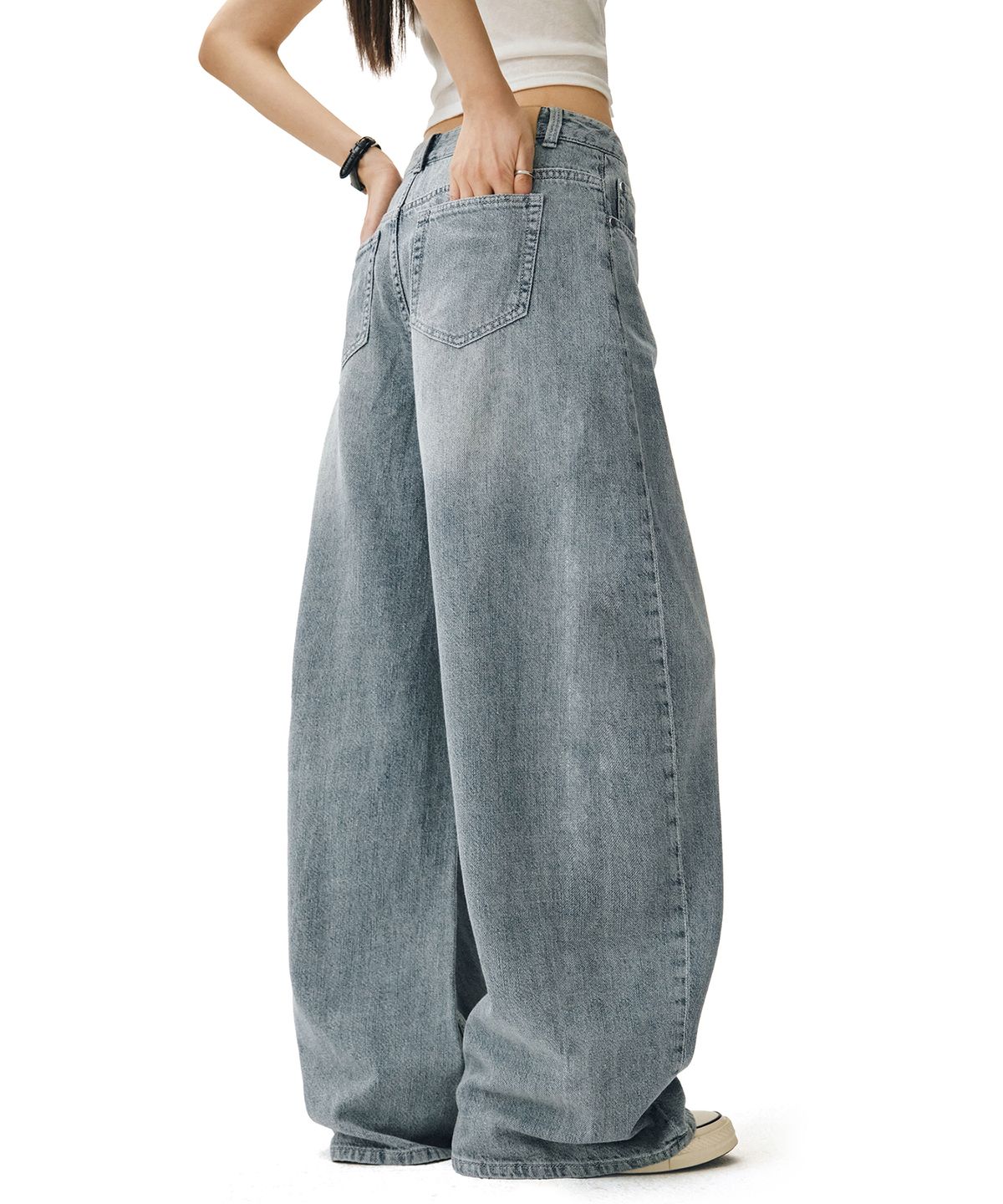 데케트 우먼(DECET WOMEN) [린넨라이크]Linen Like Barrel Jeans DCWPT029LIGHTBLUE