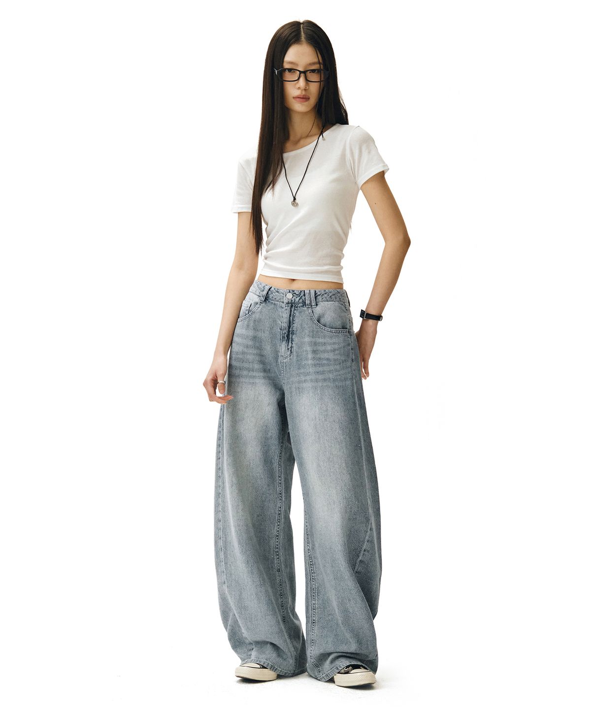 데케트 우먼(DECET WOMEN) [린넨라이크]Linen Like Barrel Jeans DCWPT029LIGHTBLUE