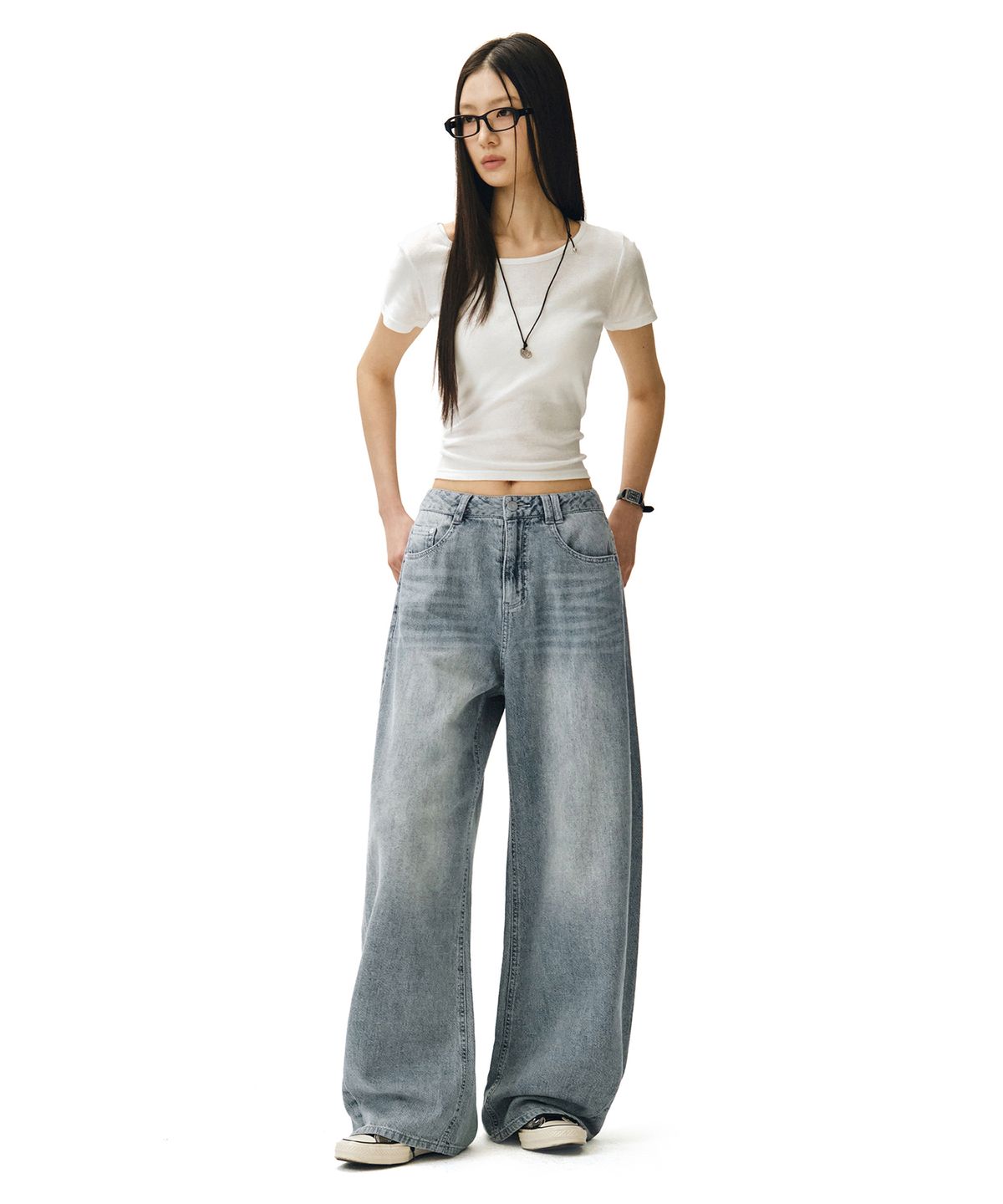 데케트 우먼(DECET WOMEN) [린넨라이크]Linen Like Barrel Jeans DCWPT029LIGHTBLUE