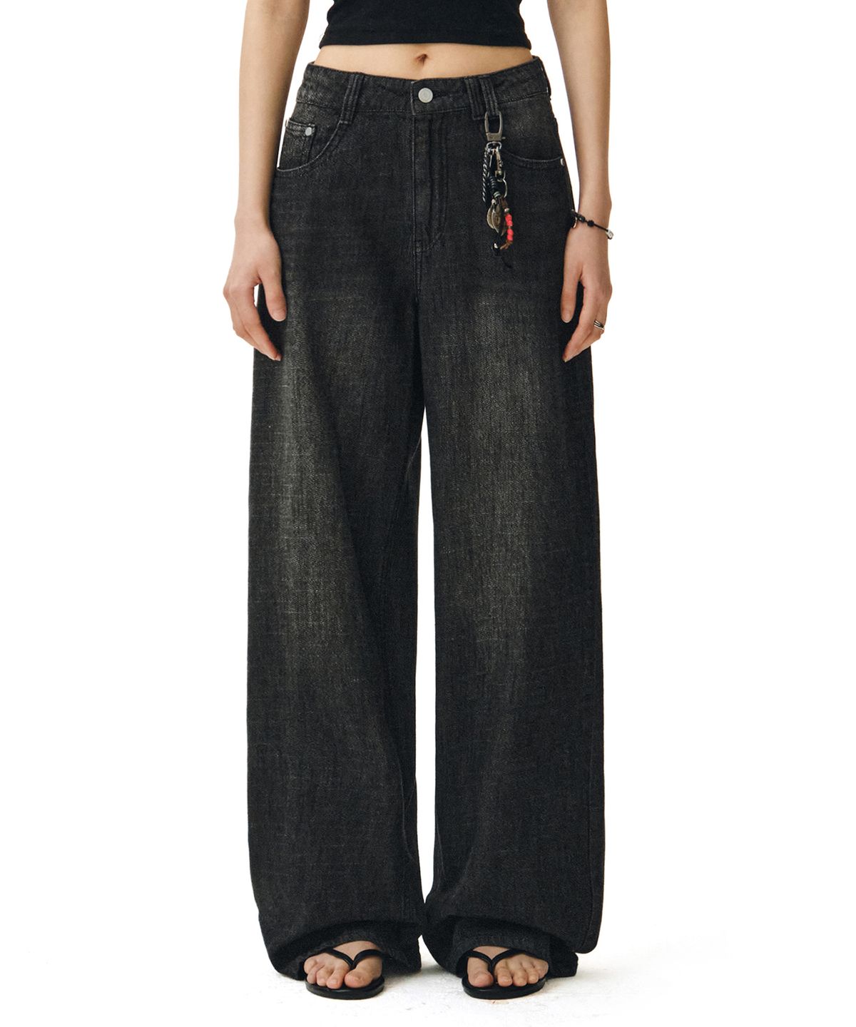 데케트 우먼(DECET WOMEN) [린넨라이크]Linen Like Wide Jeans DCWPT028BLACK