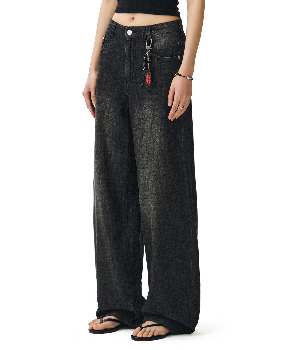 데케트 우먼(DECET WOMEN) [린넨라이크]Linen Like Wide Jeans DCWPT028BLACK
