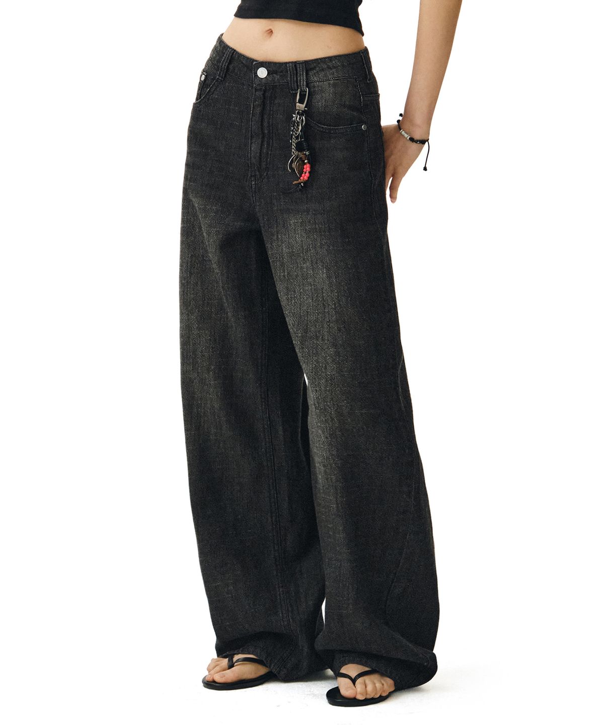 데케트 우먼(DECET WOMEN) [린넨라이크]Linen Like Wide Jeans DCWPT028BLACK