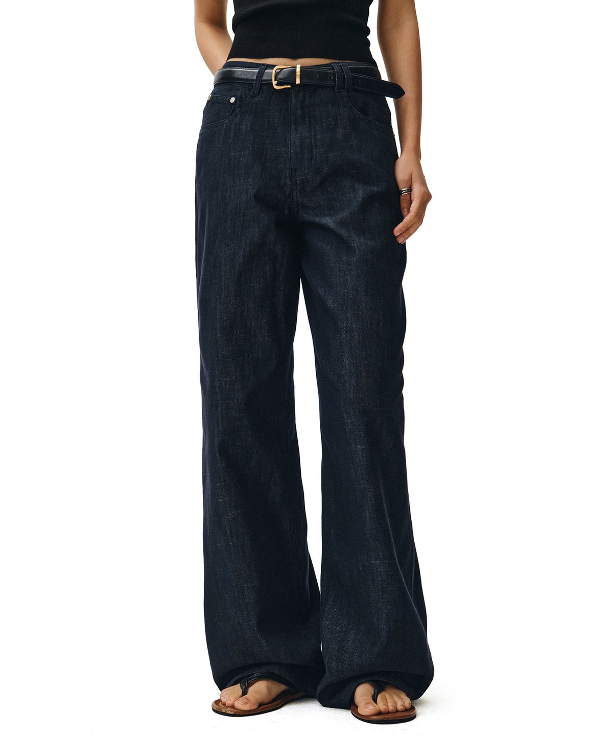데케트 우먼(DECET WOMEN) [린넨라이크]Linen Like Wide Jeans DCWPT028CPINDIGO