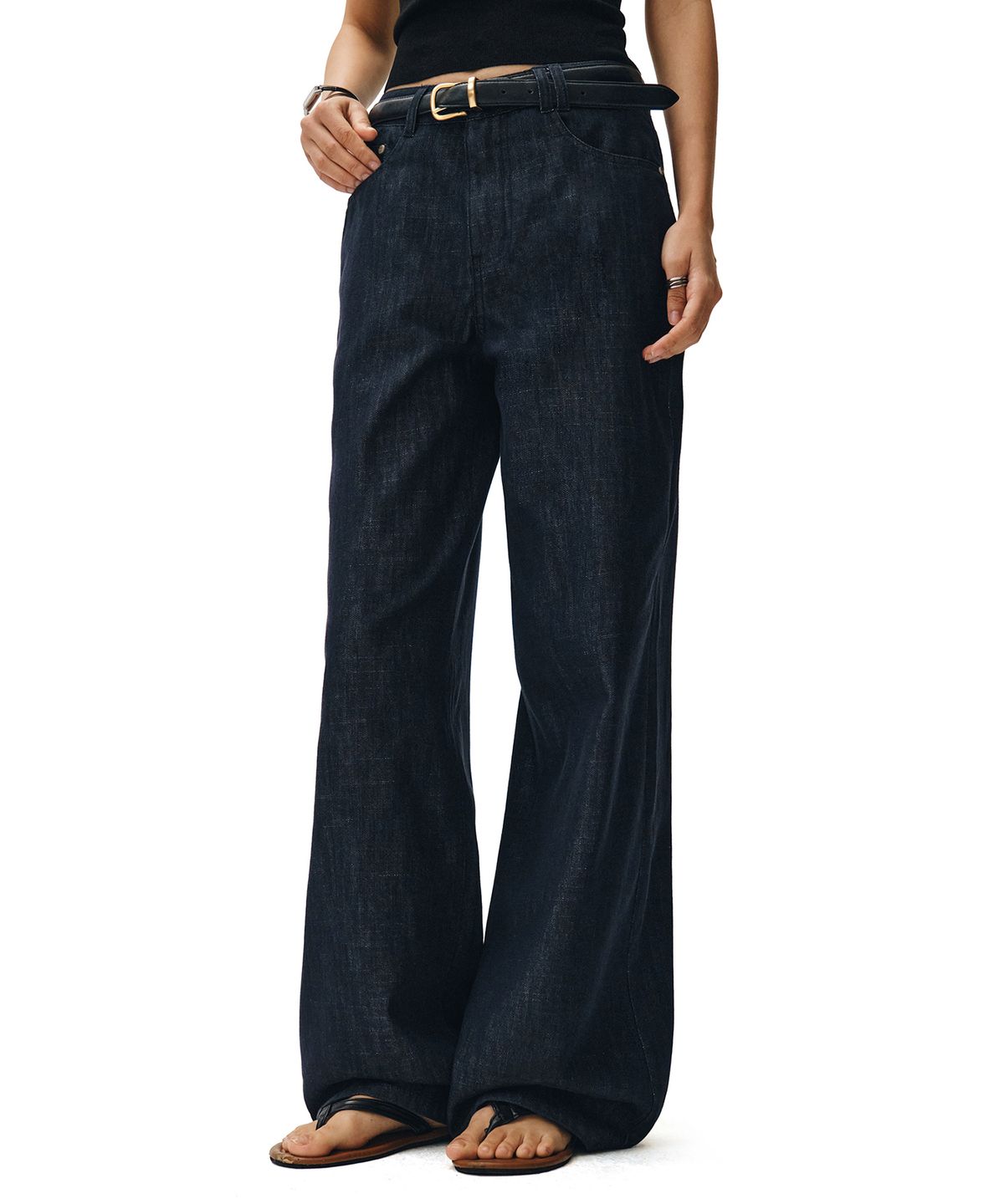 데케트 우먼(DECET WOMEN) [린넨라이크]Linen Like Wide Jeans DCWPT028CPINDIGO